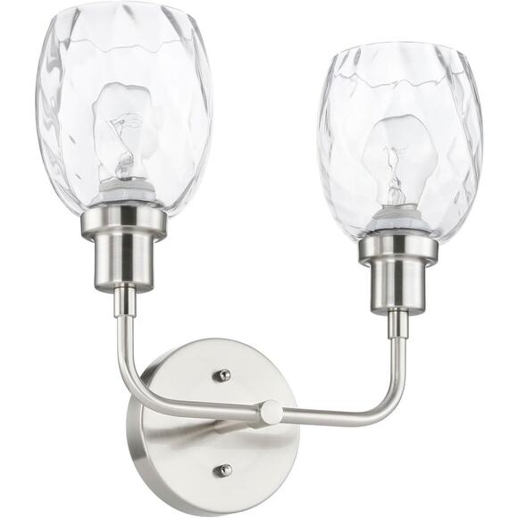 XiNBEi Lighting Wall Sconce Brushed Nickel, 2-Light Bathroom Vanity Light with - Picture 2 of 8